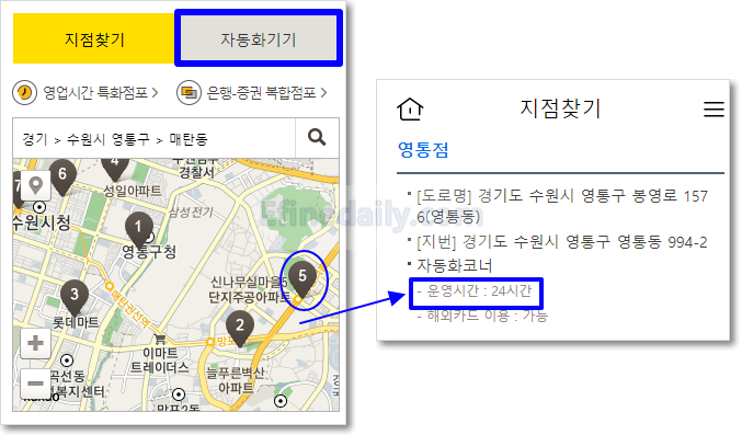 KB 국민은행 24시간 ATM 위치 및 운영시간 